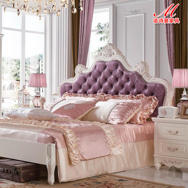 紫色大床白色欧式风格家具